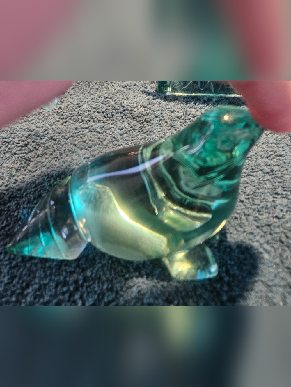 Green Glass Decorative Seal Figurine